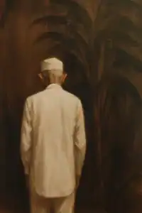 My painting of my grandad in Bangladesh, who I often reflect on in this piece.